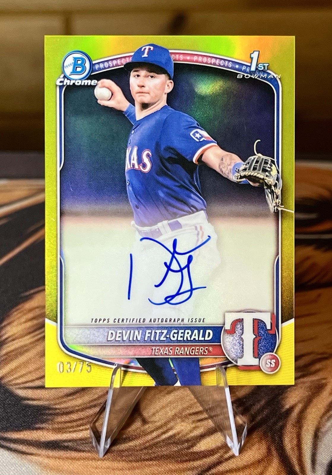 2025 Bowman Chrome Devin Fitz-Gerald 1st Yellow Refractor Auto 03/75 #CPA-DF