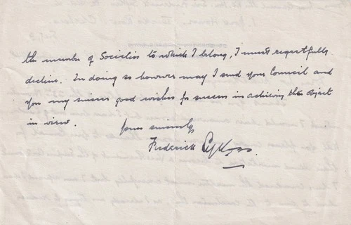 Letter Signed by Maj General the Rt Hon Sir Frederick Sykes  WW1 Army,RFC Pilot