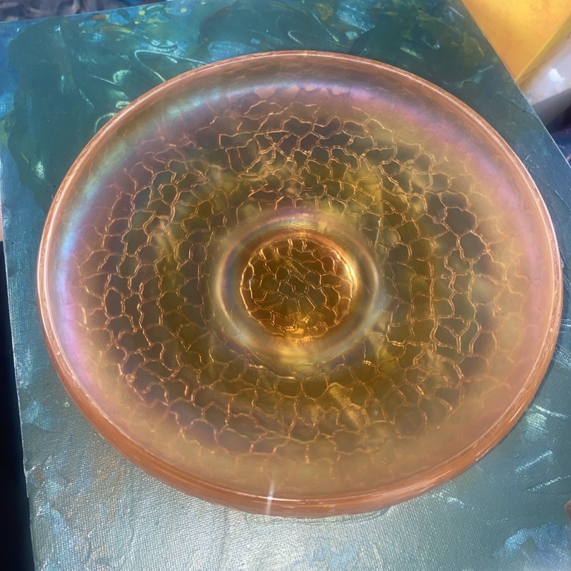 Imperial Carnival Glass Marigold Iridescent Crackle 7 3/4" Console Bowl 1910-20