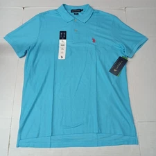 U.S. Polo Assn. Performance Pique Polo Shirt Men's Size L River Blue Stretch