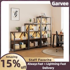 Storage Rack Bookcase 3/4/5-Tier Open Display Shelves with LED Lights