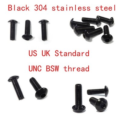 1/4-20 black 304 stainless steel Allen screws hex socket round pan head screw
