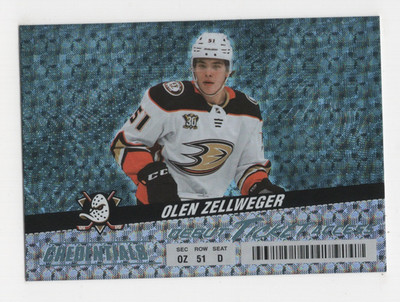 2024-25 CREDENTIALS HOCKEY DEBUT TICKET ACCESS OLEN ZELLWEGER DUCKS #134