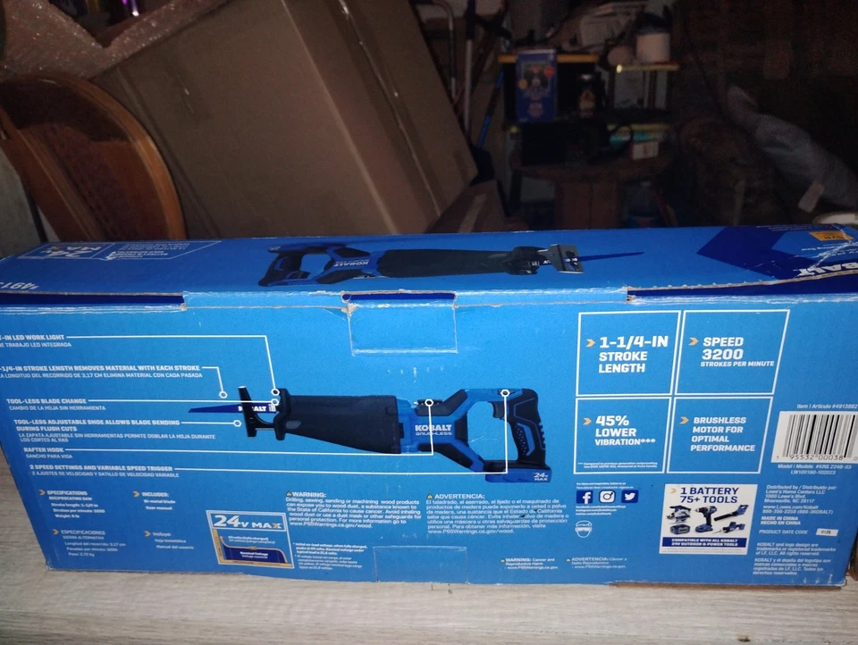 Kobalt 24-volt Variable Speed Brushless Cordless Reciprocating Saw ( Tool Only ) - Image 3 of 3