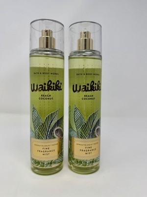 2x Bath & Body Works Waikiki Beach Coconut Fine Fragrance Mist 8 Oz Vacay Scent!