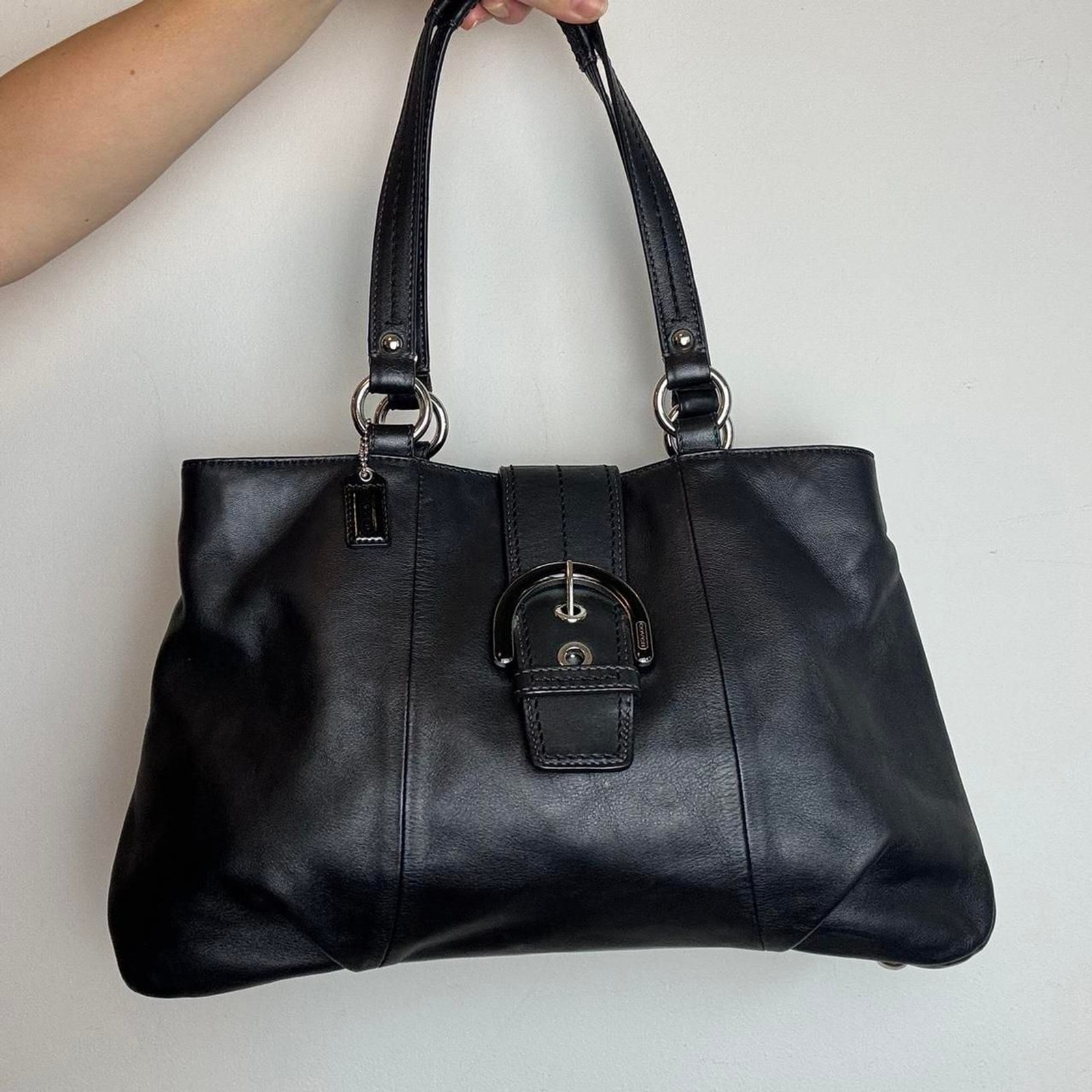 Coach Soho Vintage Y2K Black Leather Shoulder Tote Bag