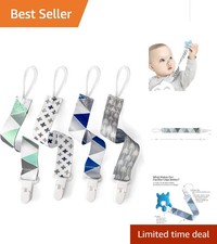 Neutral Baby Pacifier Clips Set - 4-Pack Teething Toy Holders for Boys  Girls