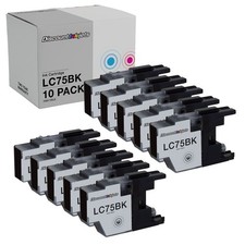 10PK LC75BK for Brother LC75 BLACK Ink Cartridge MFC-J625DW MFC-J6910DW MFC-J430