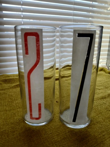 vintage federal glass highball tumbler glasses #2 and #7 frosted