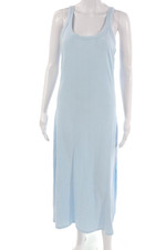 Vitamin A Womens Maxi Tank Dress Light Blue Sleeveless Round Neck Size L