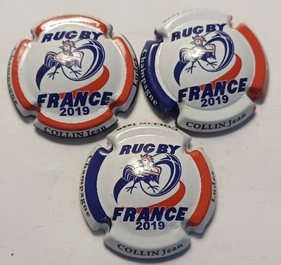 3 SCHÖNE CHAMPAGNERKAPSELN COLLIN JEAN RUGBY 2019 REF NR. 14 bis 14b NEU