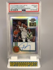 Giannis Antetokounmpo 2019 Contenders Optic #82GAN 1982 Tribute Auto PSA 9 Bucks