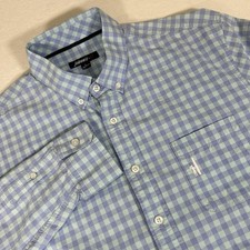 Johnnie-O Hangin Out Button Up Shirt Mens XL Blue Purple Check Plaid Long Sleeve