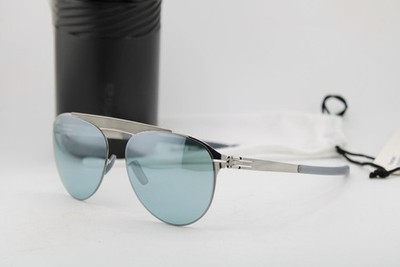 NEW IC! BERLIN MEIKE B. CHROME BLUE MIRRORED AUTHENTIC SUNGLASSES 56-17