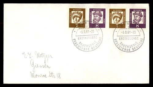 Mayfairstamps Germany FDC 1961 Gutenberg and Hl Elisabeth First Day Cover aax_14