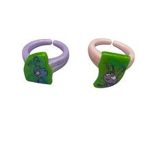 Antz Movie Kids Rings Set 1998 Adjustable Plastic Purple Pink Bug Faces