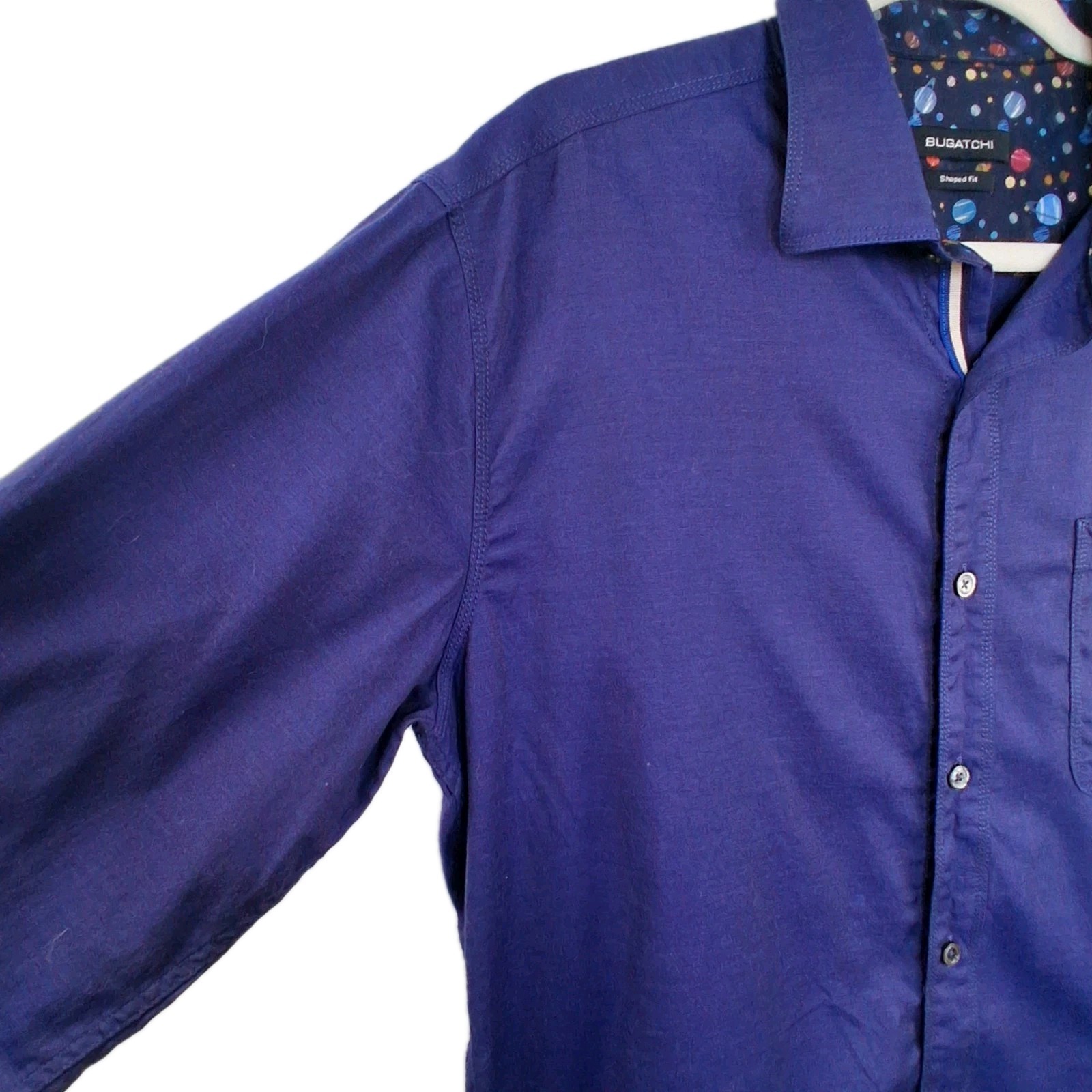 Bugatchi, Shaped Fit Blue Solid Planet theme LS, … - image 4