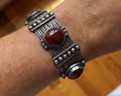 Wunderschönes Sterling Silber 925 Karneol Armband 7'' Karat LTD 69,6 G