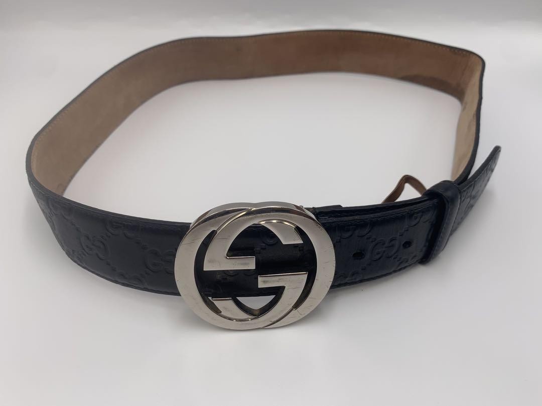 GUCCI Interlocking G Belt 85 Waist 82-92cm Black Leather-image