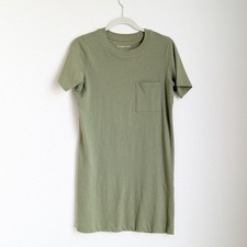 Everlane Weekend Cotton Pocket Green Short Sleeve T-Shirt Dress, size XXS