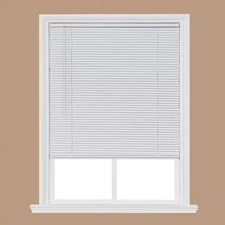 White Cordless 1 In. Room Darkening Vinyl Mini Blind 61-1/2 In. W X 64 In. L