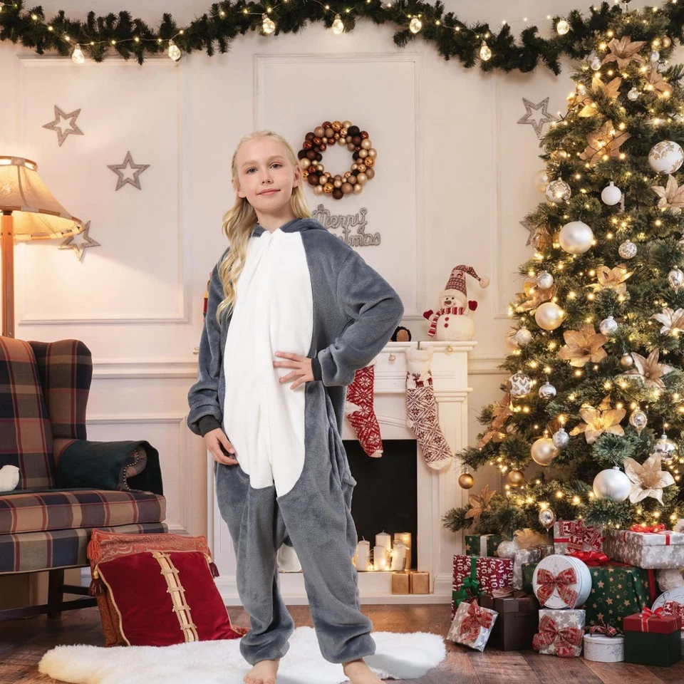 Disfraces de lobo para niños Disfraz de Halloween Navidad Pijama de una pieza Lindo Ani... Foto 4 de 4