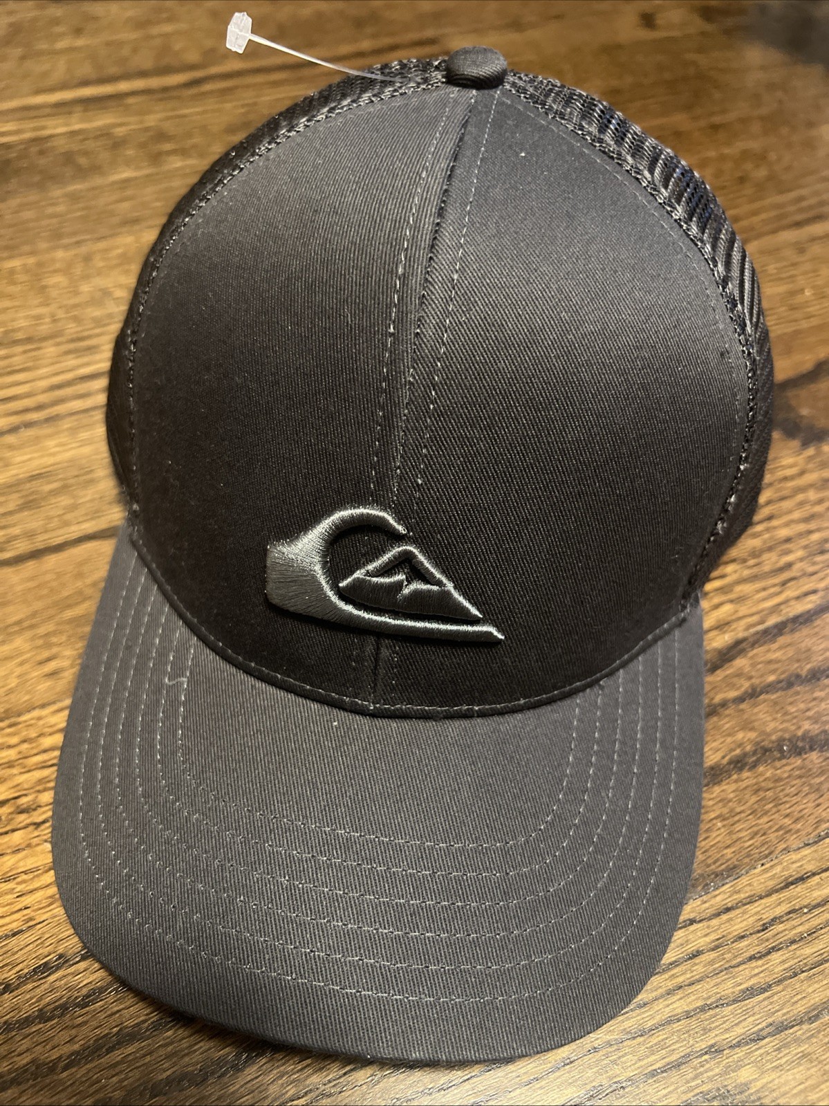 Quicksilver Black Snapback Trucker Hat With Silver Logo
