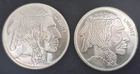 Lot of 2 - 1 Troy oz Indian Buffalo .999 Fine Silver Rounds SilverTowne  (#144)