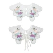 Elegant Embroidery Colorful Floral Lace Faux Collar for Collarless Shirt Capelet