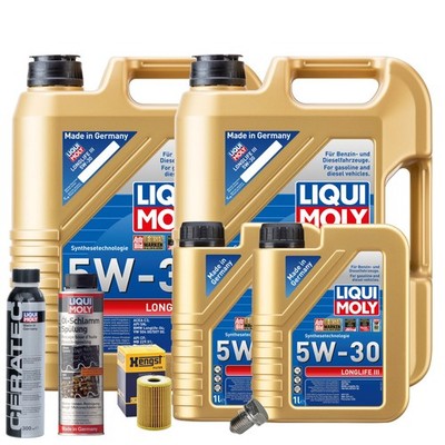 Motoröl 5W30 LIQUI MOLY 12L+HENGST Ölfilter+Spülung+Cera Tec+Ölablassschraube