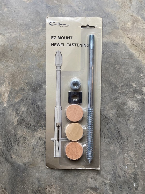 Coffman EZ-Mount Newel Post Fastening with  Red Oak / poplar Plugs