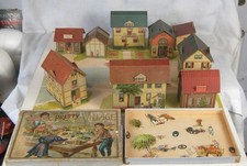 Antique 1897 PRETTY VILLAGE McLoughlin Bros boxed Boat House Set near complete