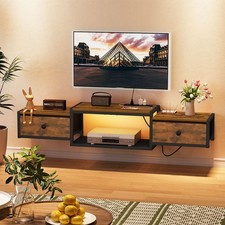 Floating TV Stand with Power Outlet 55", Wall Mounted Entertainment Center wi...