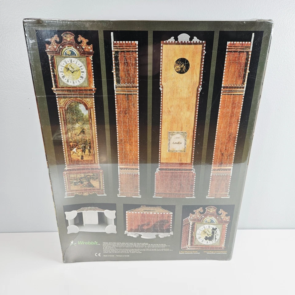 Puzz 3D Puzzle • Working Grandfather Clock • 777 Pieces (1997, Wrebbit) New - Image 2 of 3