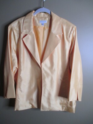 SALE NWOT Susan Graver 2X Yellow Sheen  Blazer Pockets Hook Eye 3/4 Sleeve