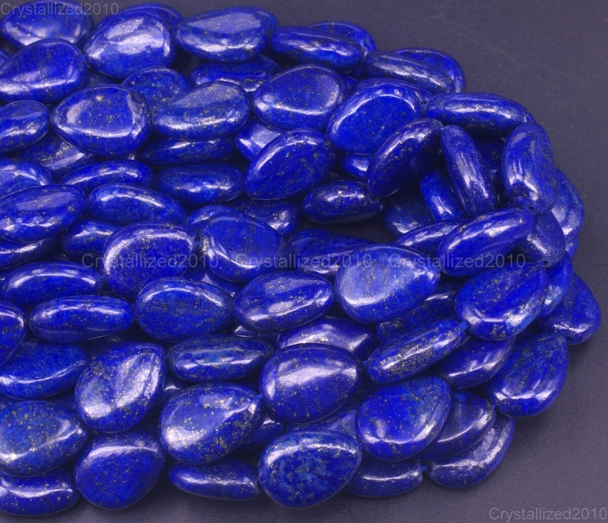 Natural Lapis Lazuli Gemstone Flat Teardrop Beads 10mm 12mm 14mm 16mm 18mm 15.5"