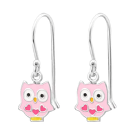 Eule Herz Ohrstecker 925 Silber Ohrringe MäDchen Kinder Rosa Pink