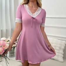 Women Short Sleeve Sleep Shirt Tee Pajama Top Sleep Dress Nightgown Nightshirt