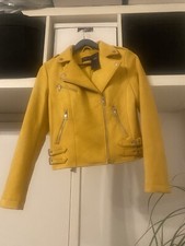 M&S BIKER JACKET MUSTARD YELLOW FAUX SUEDE SIZE UK 6 BNWT MARKS & SPENCER