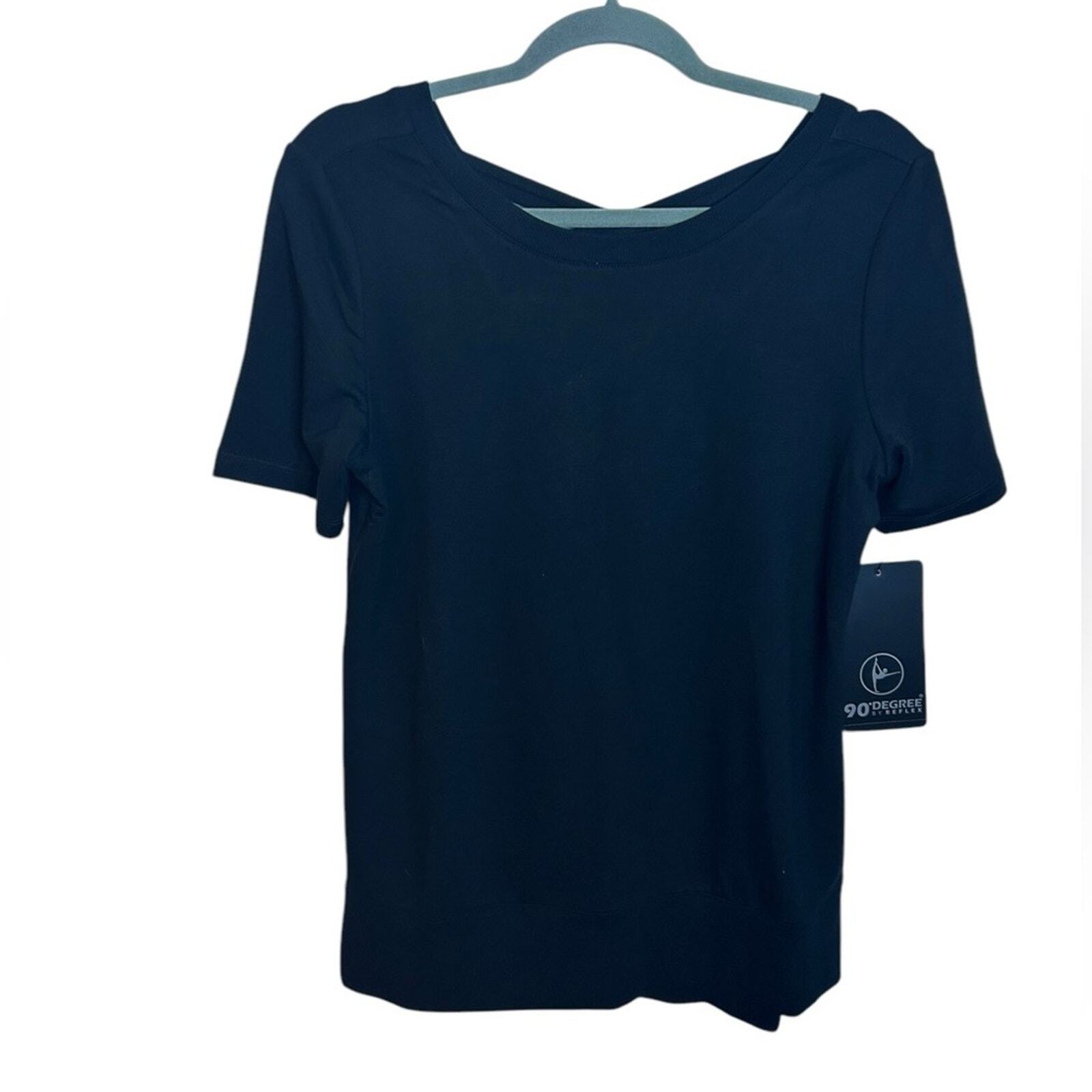 90 Degrees By Reflex Criss-Cross Back Black Active Top New Women's Size Medium