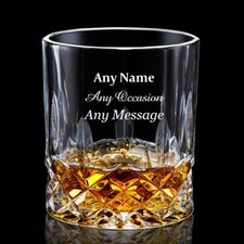 Personalised Men's Whiskey Tumbler Glass Engraved Any Text Gift for Dad Grandad