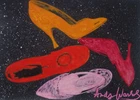 Fine unique painting – Pop art shoes, signed Andy Warhol, w COA