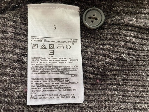 BANANA REPUBLIC MAGLIONE uomo grande MARRONE pullover 1/4 BOTTONE manica lunga - Foto 5 di 7