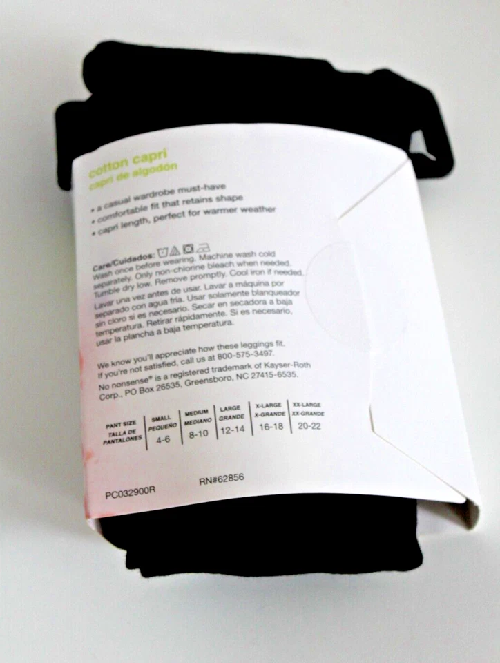 No nonsense Women's Black One Pair Cotton Capri Leggings - S, M, or L - Image 2 of 4