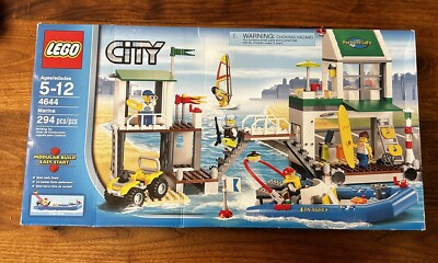 Lego City 4644 Marina boat, quad, cafe, surf shop In Box. Appears