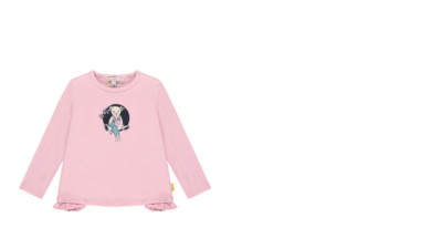 Steiff sweet heart long sleeve shirt with ruffle, pink size 104-116