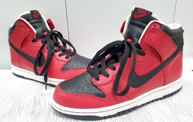 nike dunk high red black