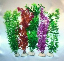 10 PACK OF 12" ARTIFICIAL PLASTIC DECORATION AQUARIUM PLANT FOR FISH TANK NEW