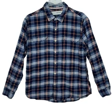 The Normal Brand Flannel Shirt Mens Size L Long Sleeve Button Up Blue Cotton