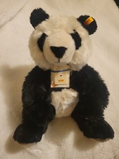 14" Retired Steiff Panda Bear Manschli, Plush Stuffed Animal Toy 064821